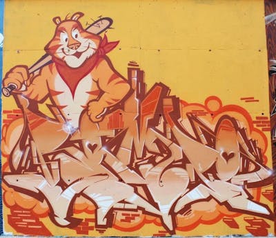 Orange Stylewriting by Romeo2.. This Graffiti is located in Murcia, Spain and was created in 2014. This Graffiti can be described as Stylewriting and Characters.