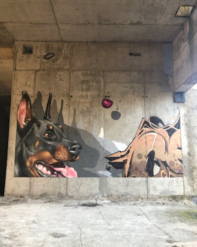 Beige and Grey Characters by cruze. This Graffiti is located in Warsaw, Poland and was created in 2020. This Graffiti can be described as Characters, Stylewriting and Abandoned.