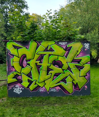 Light Green and Coralle Stylewriting by CHE. This Graffiti is located in Herzogenrath, Germany and was created in 2024.