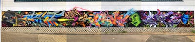 Colorful Stylewriting by angst, WOOKY, Skaf, ATC and Juicey. This Graffiti is located in Leipzig, Germany and was created in 2022. This Graffiti can be described as Stylewriting, Characters and Murals.