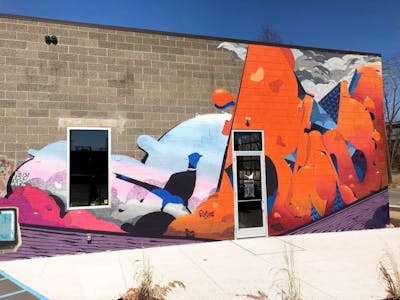 Orange and Colorful Stylewriting by Rens. This Graffiti is located in Detroit, United States and was created in 2020. This Graffiti can be described as Stylewriting, Characters, Futuristic and Murals.