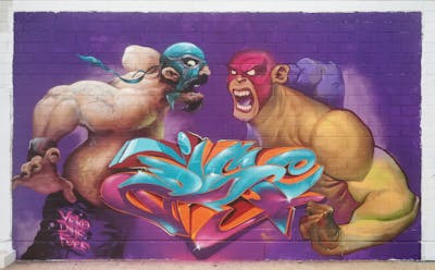 Colorful Stylewriting by YEKO, Dime and Fore. This Graffiti is located in Vicar, Spain and was created in 2019. This Graffiti can be described as Stylewriting and Characters.