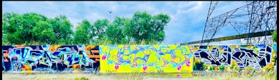 Colorful Stylewriting by Vino AAA. This Graffiti is located in Essex, United Kingdom and was created in 2020. This Graffiti can be described as Stylewriting and Wall of Fame.