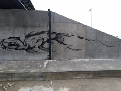 Black Characters by Lints. This Graffiti is located in Denmark and was created in 2022. This Graffiti can be described as Characters, Streetart and Street Bombing.