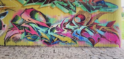 Colorful Stylewriting by Fresk. This Graffiti is located in Dresden, Germany and was created in 2023. This Graffiti can be described as Stylewriting and Wall of Fame.