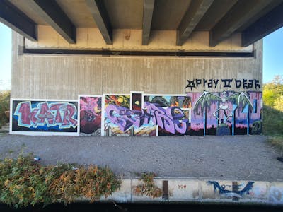 Violet and Colorful Stylewriting by seka, scare, Kater and Gonzo. This Graffiti is located in Erfurt, Germany and was created in 2022. This Graffiti can be described as Stylewriting and Characters.