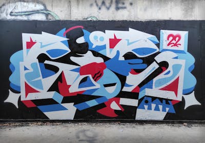 Red and Light Blue Stylewriting by Gospel. This Graffiti is located in Athens, Greece and was created in 2022. This Graffiti can be described as Stylewriting, Characters and Futuristic.
