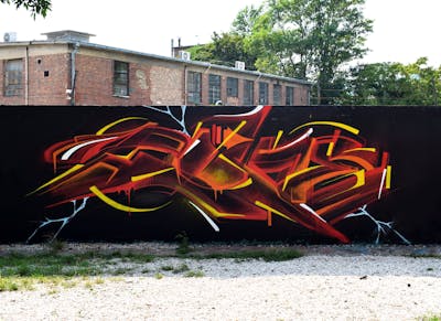 Red and Orange and Yellow Stylewriting by Coke. This Graffiti is located in Budapest, Hungary and was created in 2023.