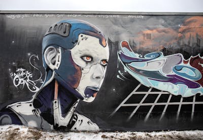 Blue and Grey Characters by Cors One. This Graffiti is located in Berlin, Germany and was created in 2022. This Graffiti can be described as Characters and Wall of Fame.