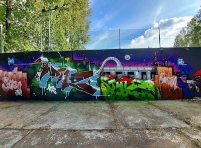 Colorful Stylewriting by Fems173. This Graffiti is located in Poland and was created in 2022. This Graffiti can be described as Stylewriting, Characters and Wall of Fame.