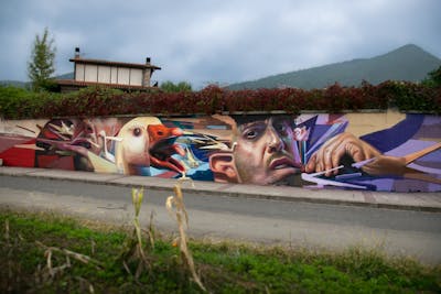 Colorful Wall of Fame by Nexgraff. This Graffiti is located in Arteaga, Spain and was created in 2022. This Graffiti can be described as Wall of Fame and Characters.