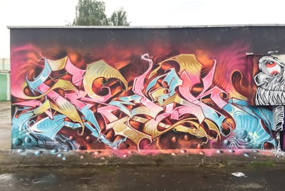 Colorful Stylewriting by Fresk. This Graffiti is located in Lubin, Poland and was created in 2021. This Graffiti can be described as Stylewriting and Wall of Fame.
