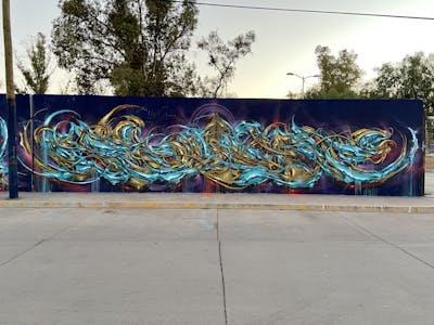 Cyan and Beige Stylewriting by LTS, Kog, odv and Asoter. This Graffiti is located in Los Ángeles, United States and was created in 2021. This Graffiti can be described as Stylewriting and Wall of Fame.