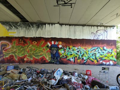 Colorful Stylewriting by Dipa, Messias and KESOM. This Graffiti is located in Berlin, Germany and was created in 2022. This Graffiti can be described as Stylewriting, Characters and Abandoned.