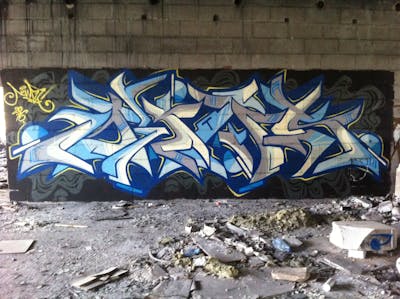 Blue Stylewriting by News. This Graffiti is located in Walbrzych, Poland and was created in 2016. This Graffiti can be described as Stylewriting and Abandoned.