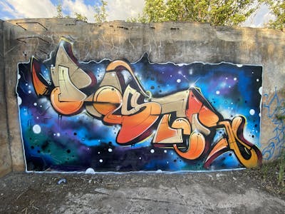 Orange and Colorful Stylewriting by Poster. This Graffiti is located in HALLE, Germany and was created in 2021. This Graffiti can be described as Stylewriting and Abandoned.
