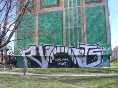 Chrome Street Bombing by Riots. This Graffiti is located in Krakow, Poland and was created in 2009. This Graffiti can be described as Street Bombing and Characters.