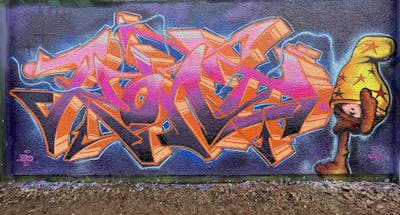 Colorful Stylewriting by KonT. This Graffiti is located in Lüdenscheid, Germany and was created in 2022. This Graffiti can be described as Stylewriting, Characters and Wall of Fame.