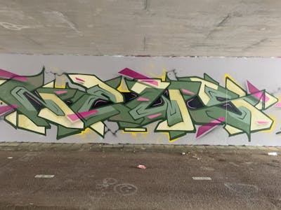 Green and Beige Stylewriting by News. This Graffiti is located in Groningen, Netherlands and was created in 2021. This Graffiti can be described as Stylewriting and Wall of Fame.