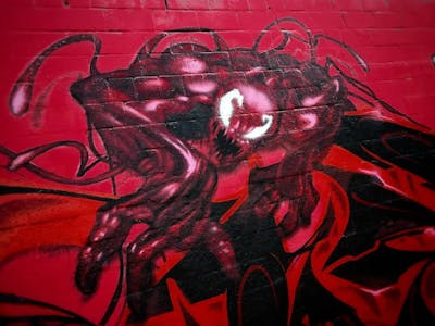 Red Characters by CUORE. This Graffiti is located in Berlin, Germany and was created in 2022.
