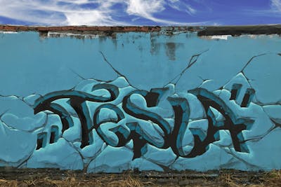 Cyan Stylewriting by Tesla. This Graffiti is located in Saint-Petersburg, Russian Federation and was created in 2021.