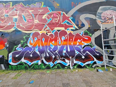 Colorful Stylewriting by Maner. This Graffiti is located in Netherlands and was created in 2023. This Graffiti can be described as Stylewriting and Wall of Fame.