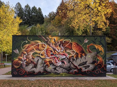 Orange and Grey Characters by Abys. This Graffiti is located in Epinal, France and was created in 2022. This Graffiti can be described as Characters and Stylewriting.