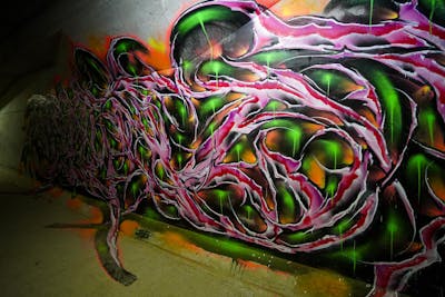 Coralle and Light Green and Orange Stylewriting by Bancks. This Graffiti is located in Perth, Australia and was created in 2023.