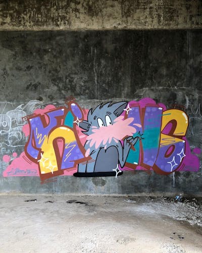 Colorful Stylewriting by Kiong. This Graffiti is located in Batam, Indonesia and was created in 2022. This Graffiti can be described as Stylewriting, Abandoned and Characters.