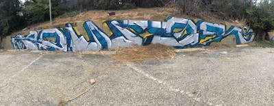 Light Blue and Grey Stylewriting by LTS, Kog and POWDR. This Graffiti is located in Los Angeles, United States and was created in 2022.