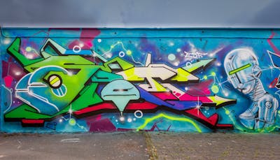 Colorful Stylewriting by Spot 189. This Graffiti is located in HALLE, Germany and was created in 2022. This Graffiti can be described as Stylewriting, Characters and Wall of Fame.