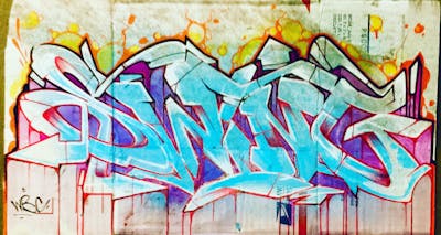 Light Blue and Colorful Stylewriting by MCT, Swing - and WBC. This Graffiti is located in Lyon, France and was created in 2018. This Graffiti can be described as Stylewriting.
