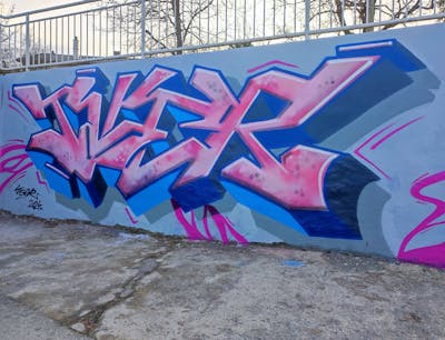 Coralle and Blue Stylewriting by Tiger. This Graffiti is located in Viškovo, Croatia and was created in 2024. This Graffiti can be described as Stylewriting and Wall of Fame.