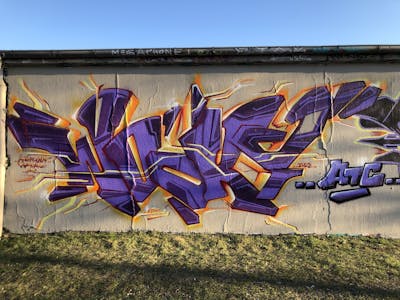 Violet and Orange Stylewriting by WOOKY. This Graffiti is located in Dessau-Roßlau, Germany and was created in 2022. This Graffiti can be described as Stylewriting and Wall of Fame.