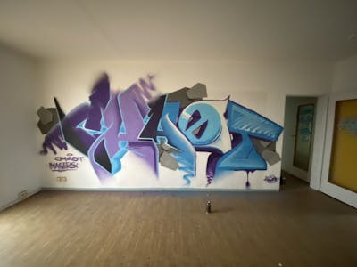 Light Blue and Violet Stylewriting by Chaote.imagers. This Graffiti is located in Leipzig, Germany and was created in 2022. This Graffiti can be described as Stylewriting and Abandoned.