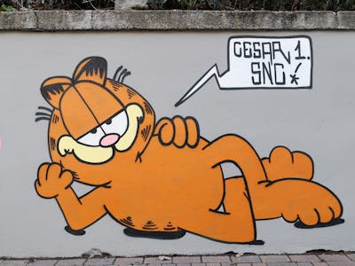 Orange Characters by CesarOne.SNC. This Graffiti is located in Frankfurt am Main, Germany and was created in 2020.