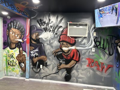 Colorful and Grey Characters by XQIZIT. This Graffiti is located in Jamaica Queens, United States and was created in 2023.