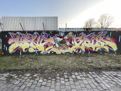 Colorful Stylewriting by Spast, Finals Crew, hellboys and Picks. This Graffiti is located in Hettstedt, Germany and was created in 2021. This Graffiti can be described as Stylewriting, Characters and Wall of Fame.