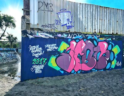 Colorful Stylewriting by Jibo and MDS. This Graffiti is located in Bali, Indonesia and was created in 2018. This Graffiti can be described as Stylewriting and Wall of Fame.