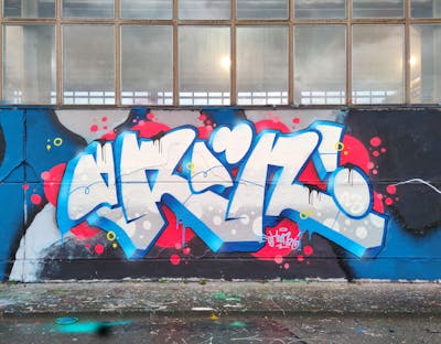 Colorful and Grey and Light Blue Stylewriting by HAMPI. This Graffiti is located in MÜNSTER, Germany and was created in 2023.