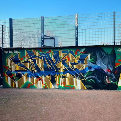 Colorful Stylewriting by Wok. This Graffiti is located in Dresden, Germany and was created in 2020. This Graffiti can be described as Stylewriting and Characters.