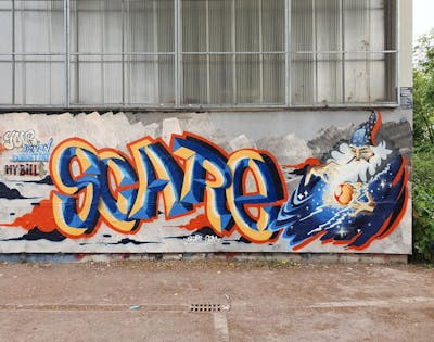 Colorful and Blue Stylewriting by scare and seka. This Graffiti is located in Erfurt, Germany and was created in 2022. This Graffiti can be described as Stylewriting and Characters.
