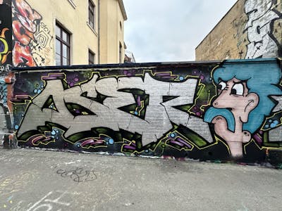 Chrome and Colorful Stylewriting by Oser and Muser. This Graffiti is located in Leipzig, Germany and was created in 2024. This Graffiti can be described as Stylewriting, Characters and Wall of Fame.