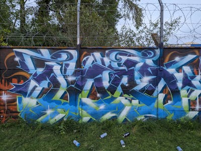 Light Blue and Light Green and Colorful Stylewriting by LORD. This Graffiti is located in Caen, France and was created in 2023.