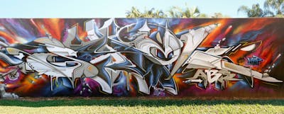 Colorful and Grey Stylewriting by Syck, ABS, KKP and Los Capitanos. This Graffiti is located in Murwillumbah, Australia and was created in 2017. This Graffiti can be described as Stylewriting and Wall of Fame.