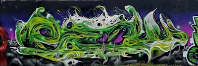 Light Green and Colorful Stylewriting by Peru. This Graffiti is located in Hungary and was created in 2022. This Graffiti can be described as Stylewriting, Wall of Fame and 3D.