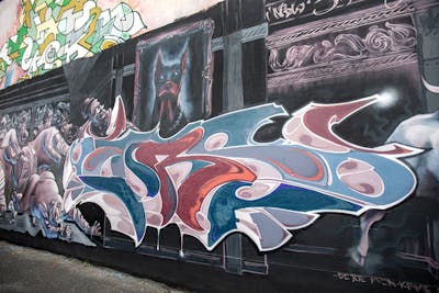 Colorful Stylewriting by Kame, Cors One and Natrix. This Graffiti is located in Berlin, Germany and was created in 2022. This Graffiti can be described as Stylewriting, Characters and Wall of Fame.
