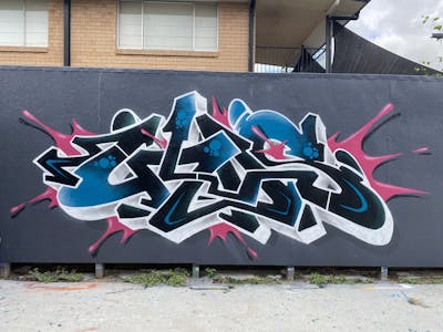 Black and Grey and Light Blue Stylewriting by UFOS ONE. This Graffiti is located in Brisbane, Australia and was created in 2024. This Graffiti can be described as Stylewriting and Wall of Fame.