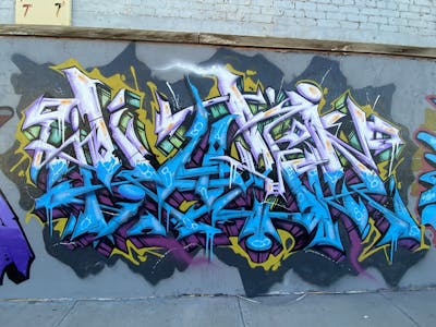Light Blue and Colorful Stylewriting by Kuhr. This Graffiti is located in El Paso, United States and was created in 2022.