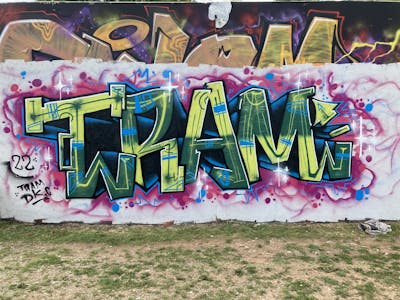 Colorful Stylewriting by Dkc and Tram. This Graffiti is located in Tübingen, Germany and was created in 2022. This Graffiti can be described as Stylewriting and Wall of Fame.